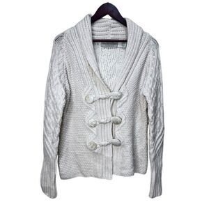 Aran Cream Cable Knit Cardigan Sweater Size Medium